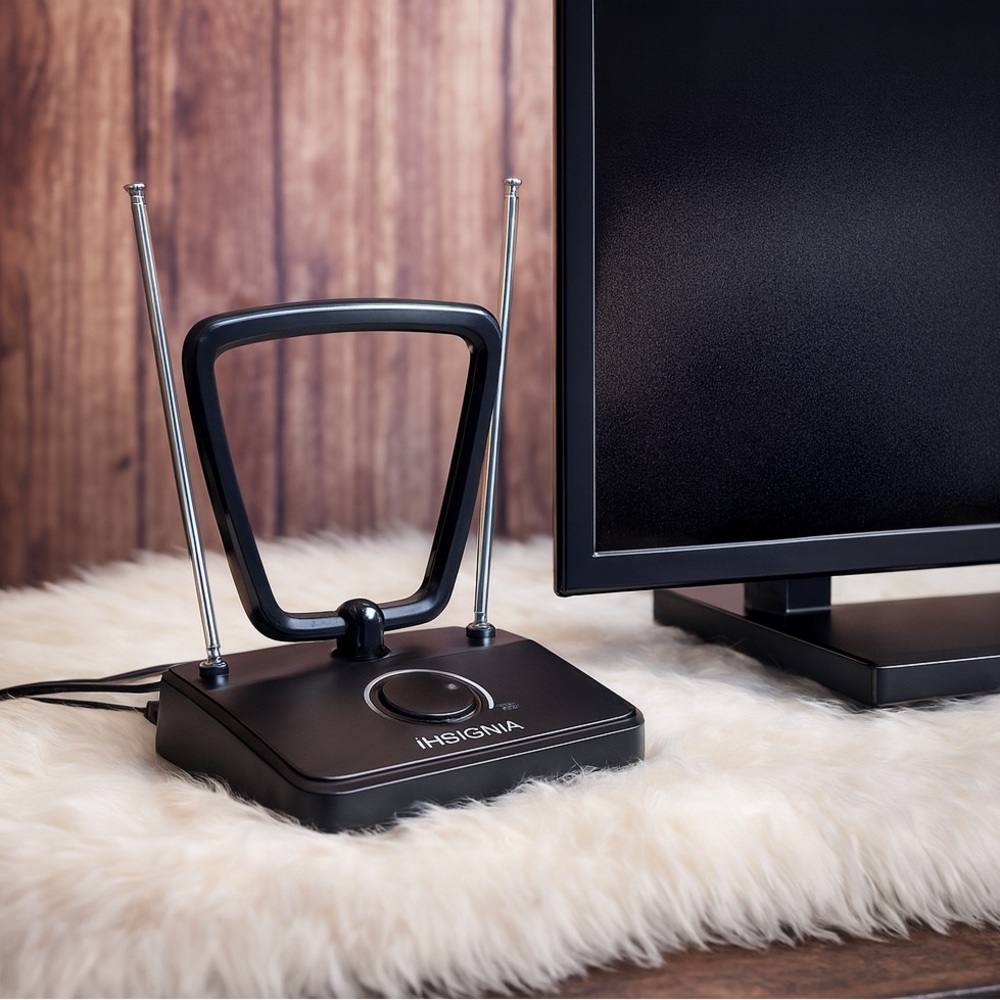 Insignia Indoor HDTV Antenna NS-ANT514 FM VHF UHF Adjustable Telescopic Black